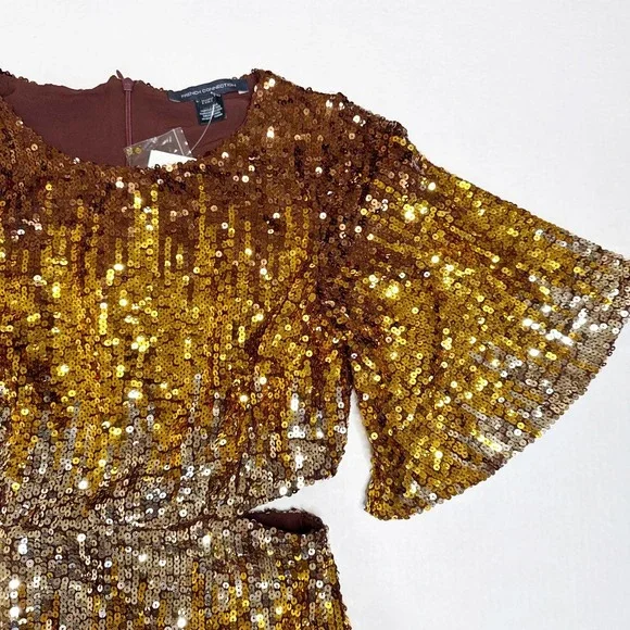french connection estari sequin dress French Connection Estari Sequin Cut-Out Mini Dress - Ombre Silver
